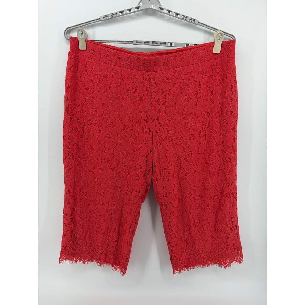 Isaac Mizrahi‎ Live Coral Red Lace Capri Pants Cropped Elegant Womens Size 3XP